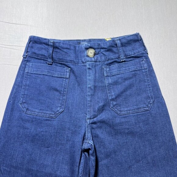 Maeve Anthropologie The Colette Jeans Womens 25P Blue High Rise Wide Leg Cropped - Picture 6 of 15